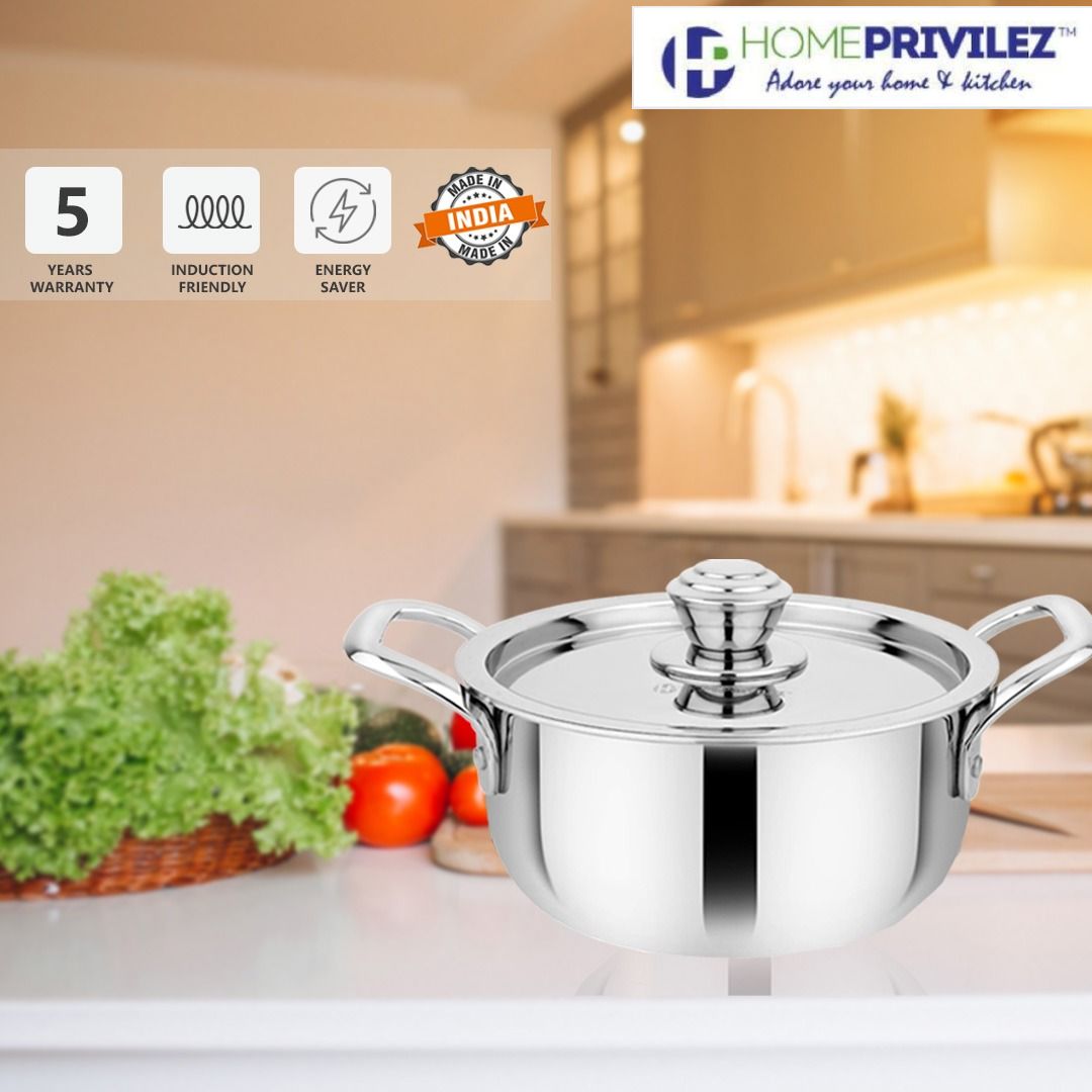 Stainless Steel Triply Stock Pot/Patila with SS Lid